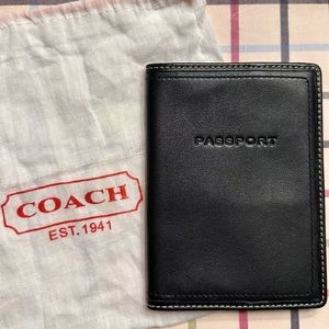 Coach Unisex Black Leather Passport Case